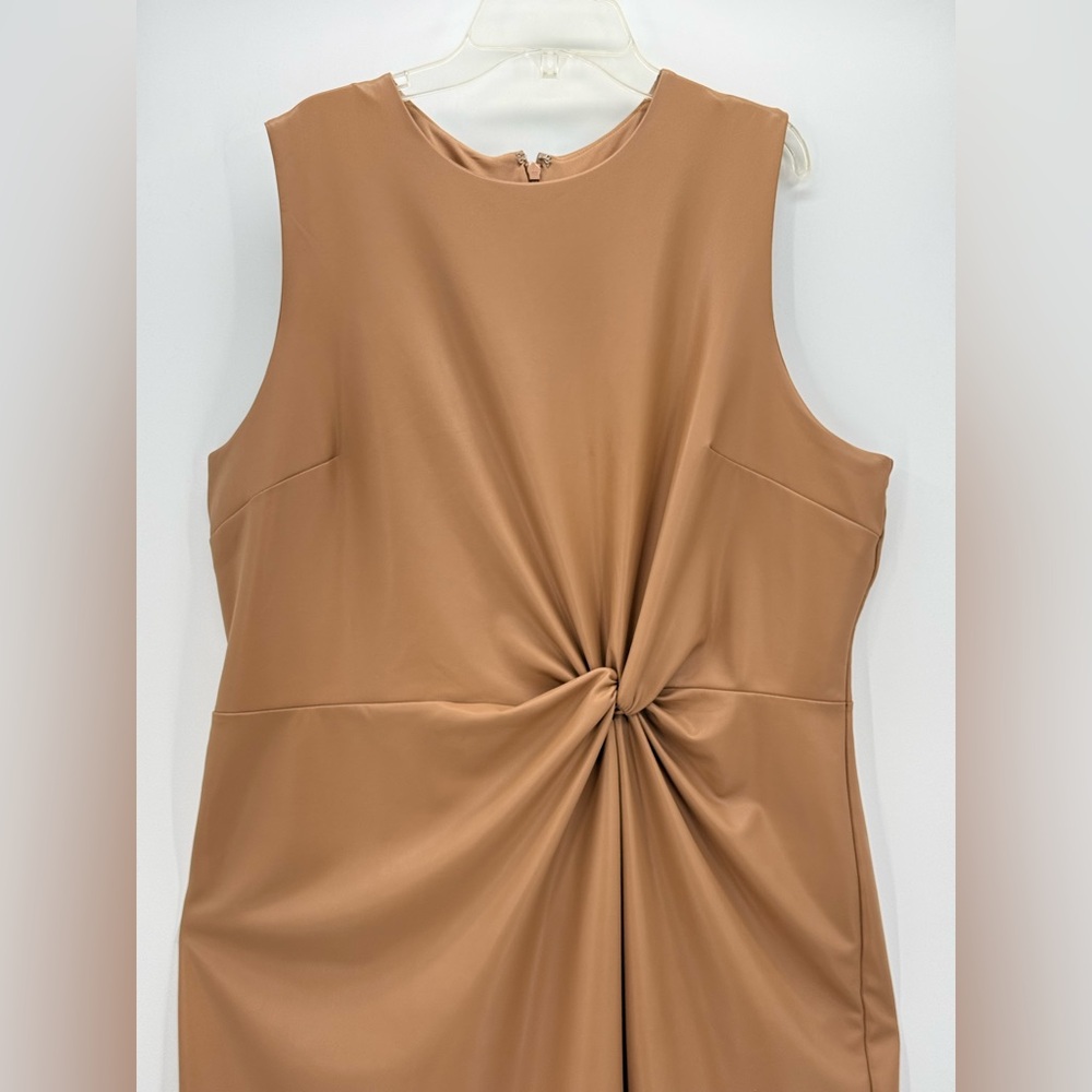 Express Body Contour Faux Leather Twist Front Midi Sheath Dress Size XL - Picture 14 of 15